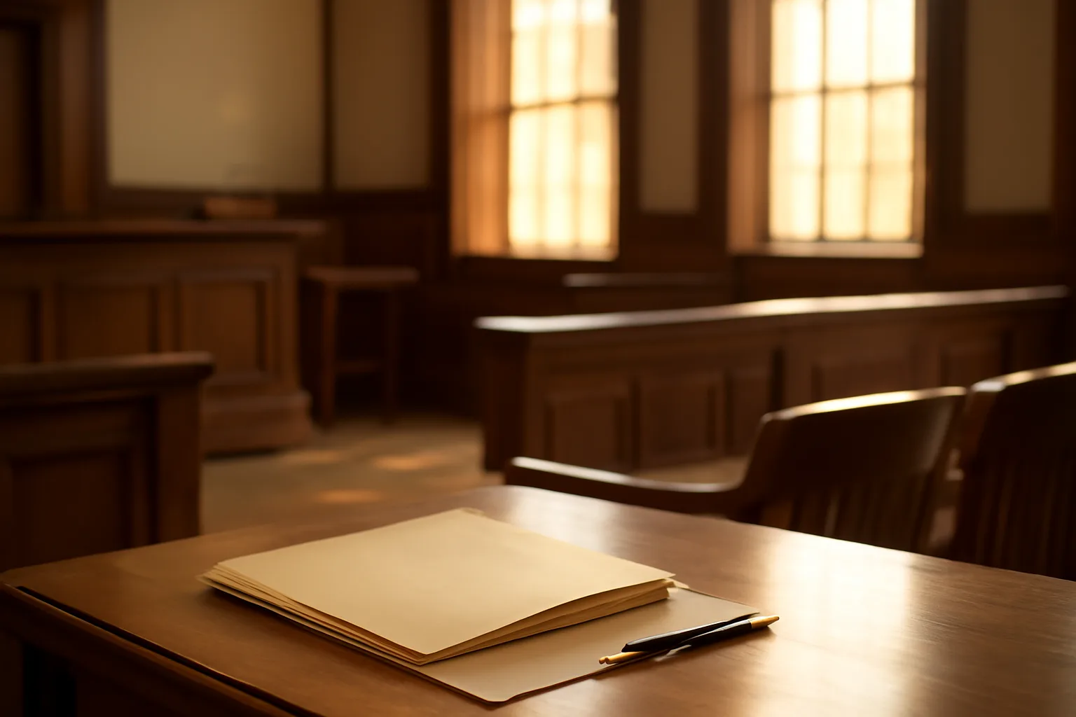 Arkansas conservatorship documentation on a courtroom bench