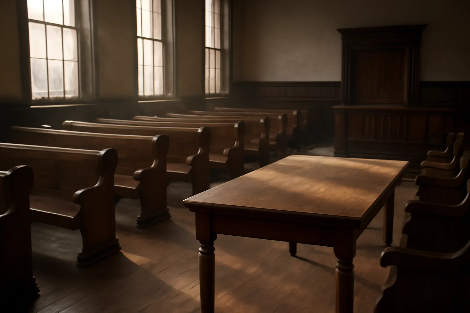 Empty Wilmington courtroom where Delaware conservator petitions are heard